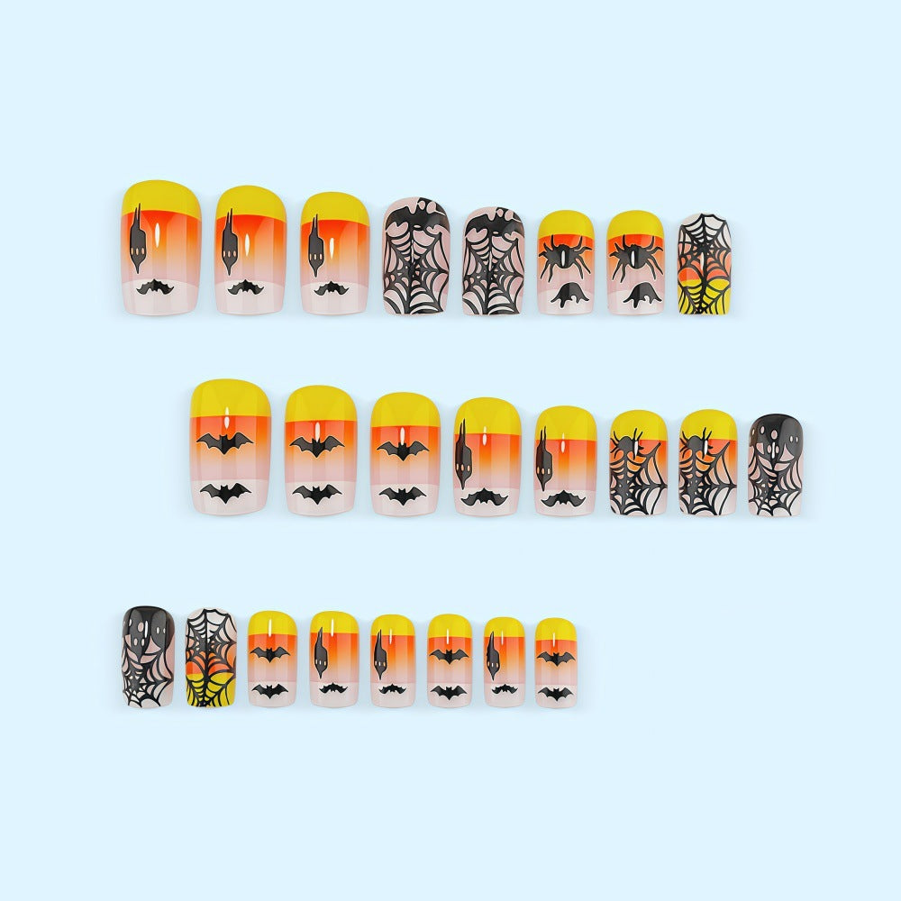 Creative Halloween-style artificial nails with spider and bat designs Kalsten