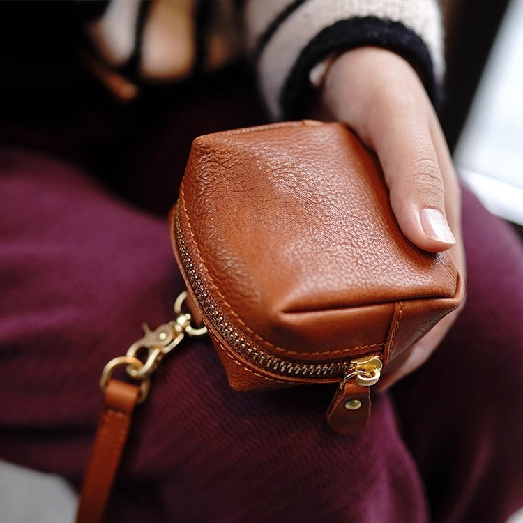 Compact Genuine Leather Coin Purse