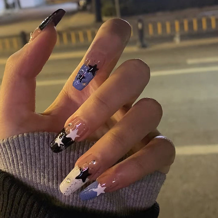Artful Nail Extensions with Star Motif Kalsten