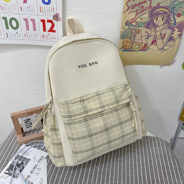 Casual Plaid Pattern Backpack Kalsten