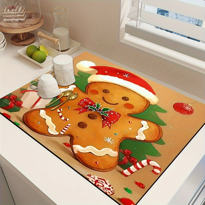 Festive Christmas-Themed Kitchen Mat