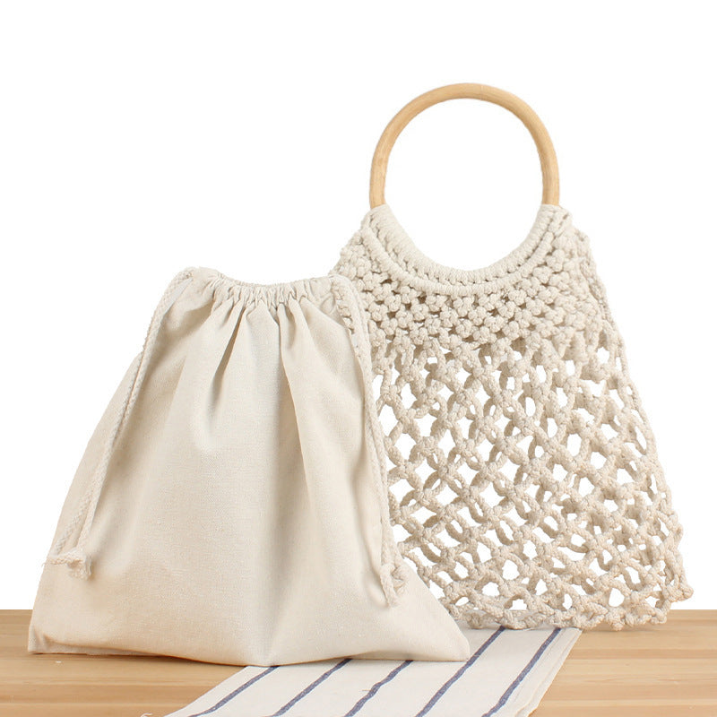 Elegant Braided Tote Bag with Round Handle Kalsten