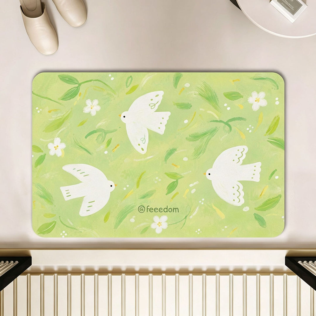 Artistic Floral Motif Bath Mat