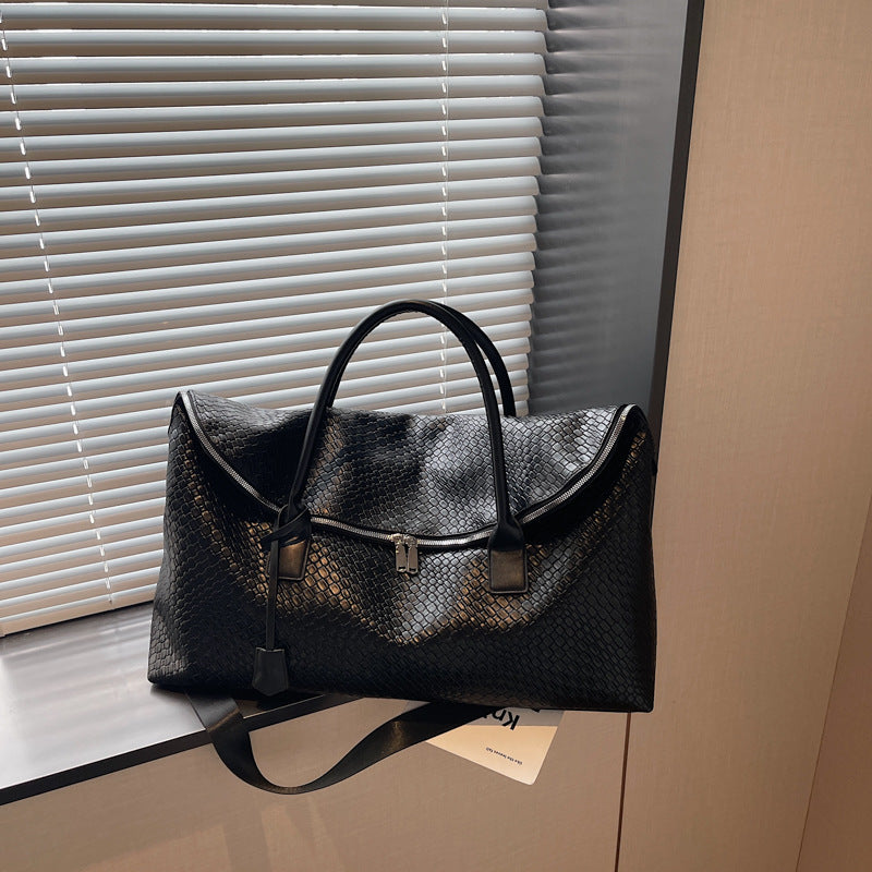 Premium Textured Leather Weekender Duffle