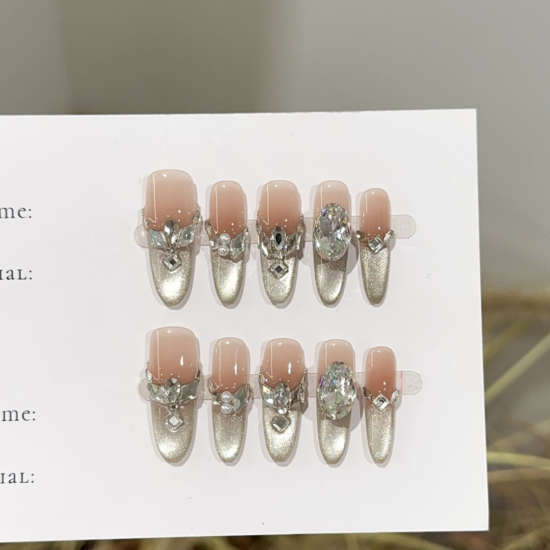 Sparkling Rhinestone-Embellished Press-On Nail Set