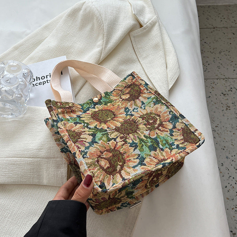 Floral Patterned Cotton Tote Bag