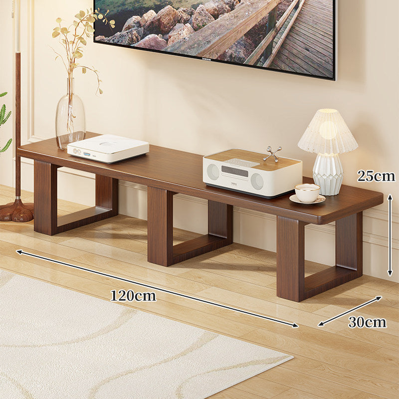 Low Solid Wood TV Media Console Bench with Open Rectangular Legs