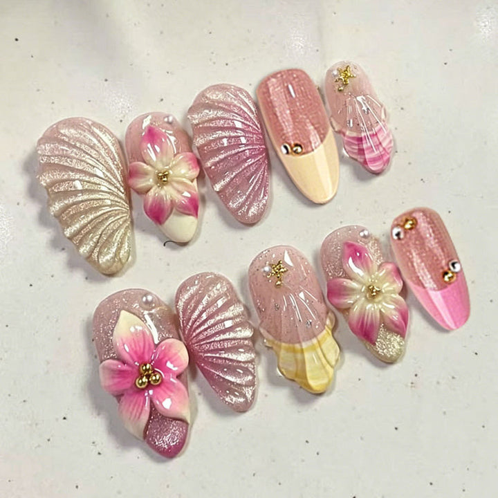 Floral Accent Press-On Nail Set Kalsten