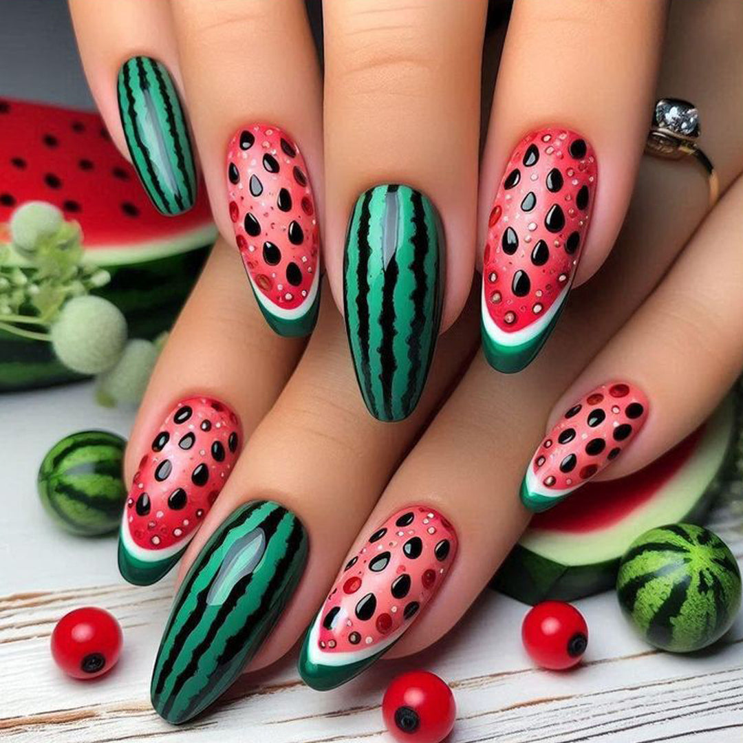 Watermelon-Inspired Nail Art Kalsten