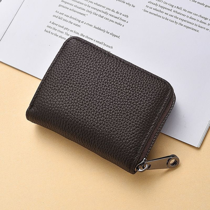 Compact Zippered Leather Wallet