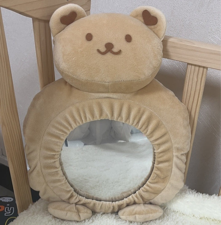 Plush Infant Tummy-Time and Crib Mirror with Padded Bear Frame
