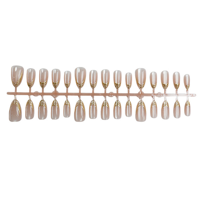 Elegant Golden Accent Press-On Nail Art Kalsten