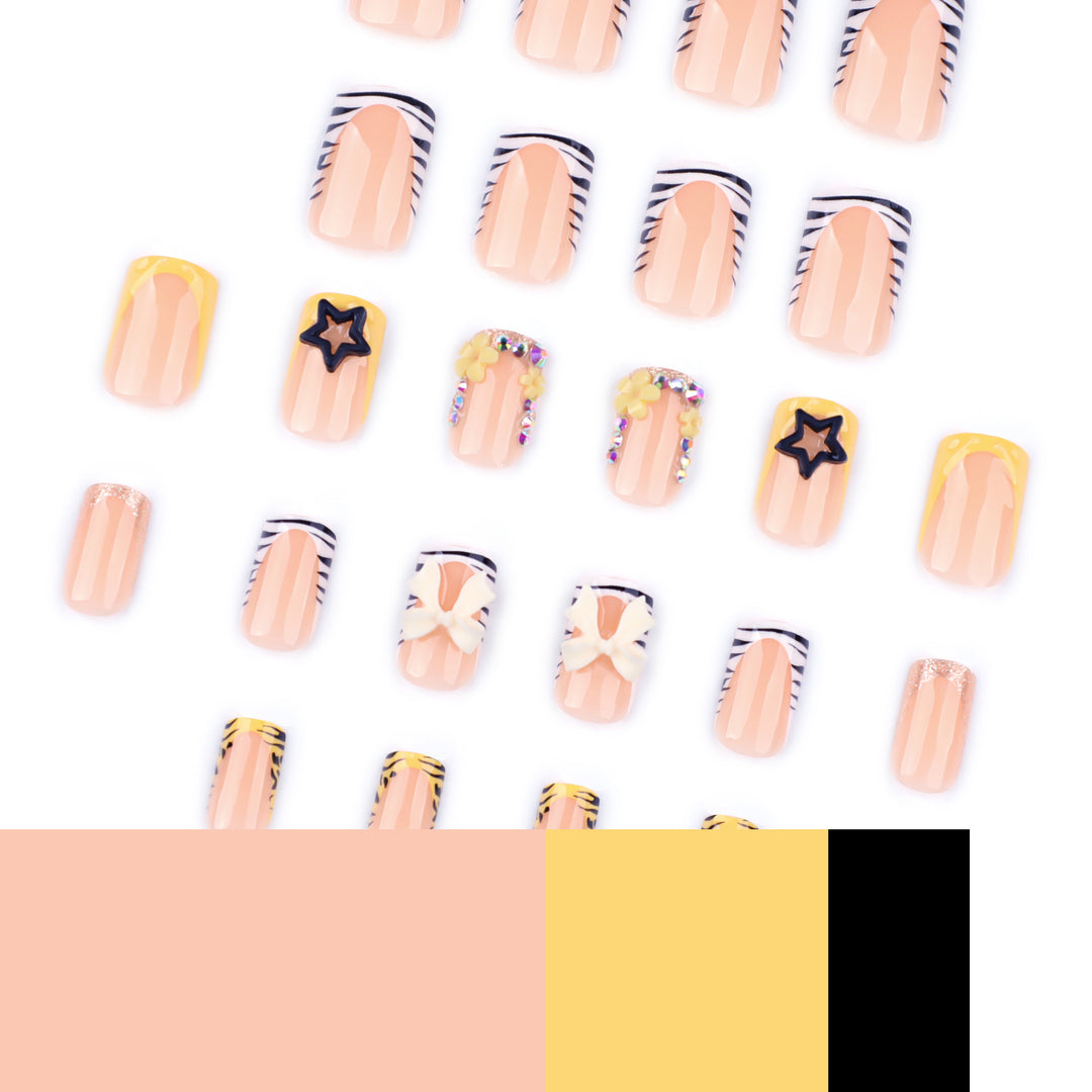 Artistic Nail Art with Glitter and Floral Accents Kalsten