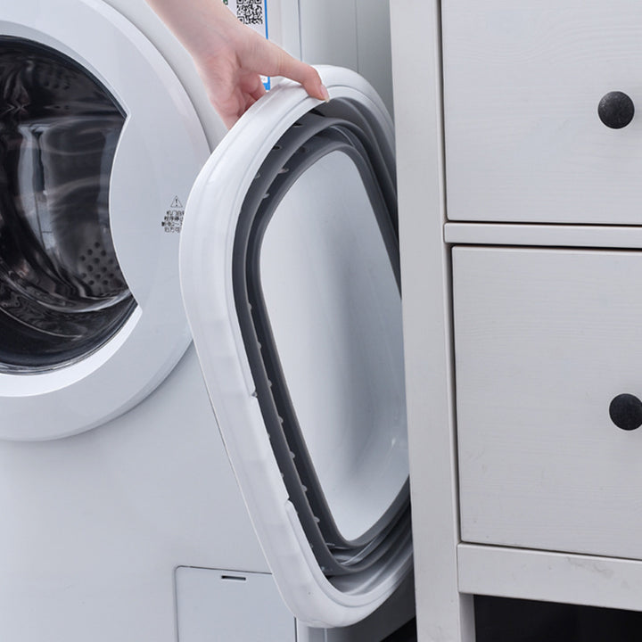 Space-saving foldable laundry basket with reinforced edge ventilation slots and non-slip bottom
