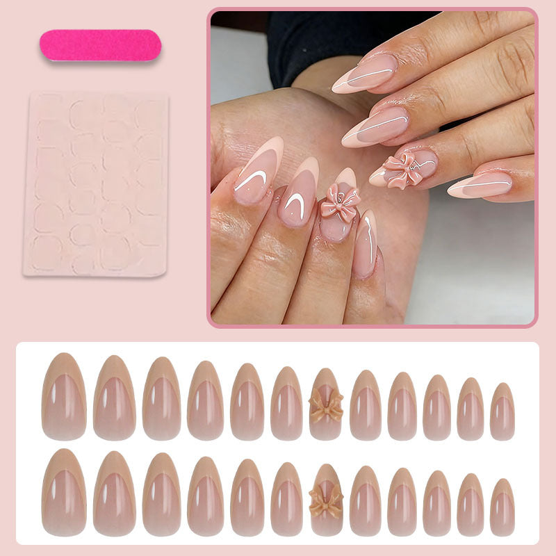 Artificial nail set with elegant floral decorations and stylish color gradient Kalsten