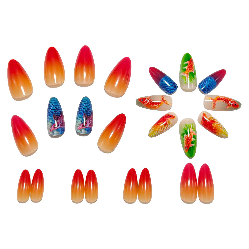 Artificial nails with 3D Koi fish design Kalsten