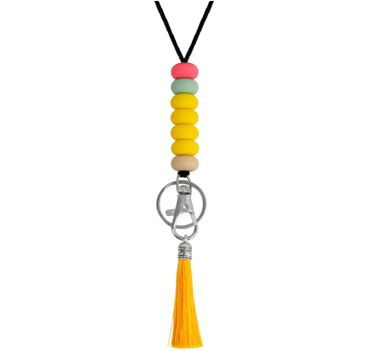 Colorful Beaded Keychain Lanyard with Tassel Kalsten