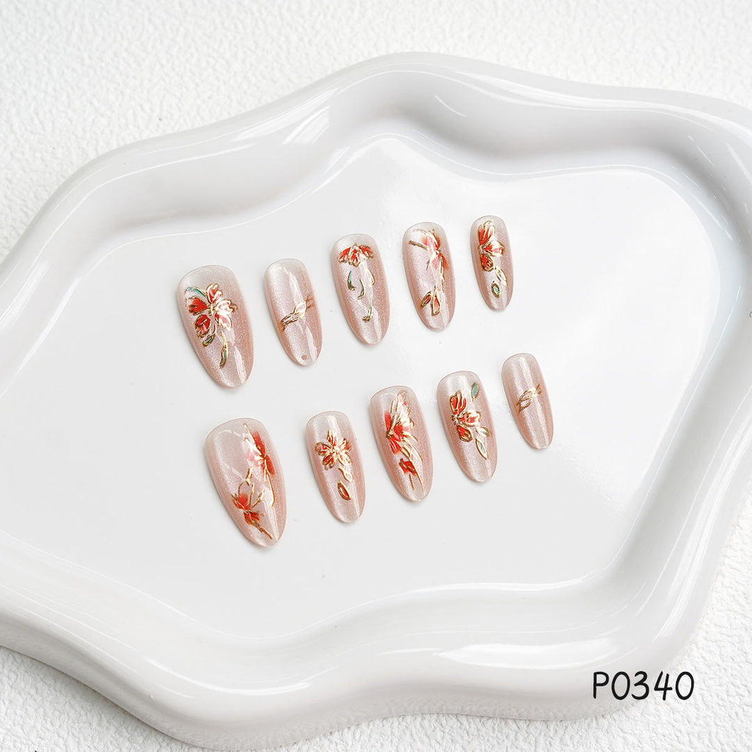 Floral Design Press-On Nail Set Kalsten