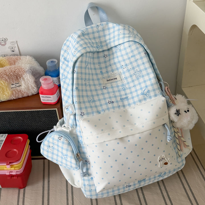 Stylish Checks Print Casual Backpack Kalsten