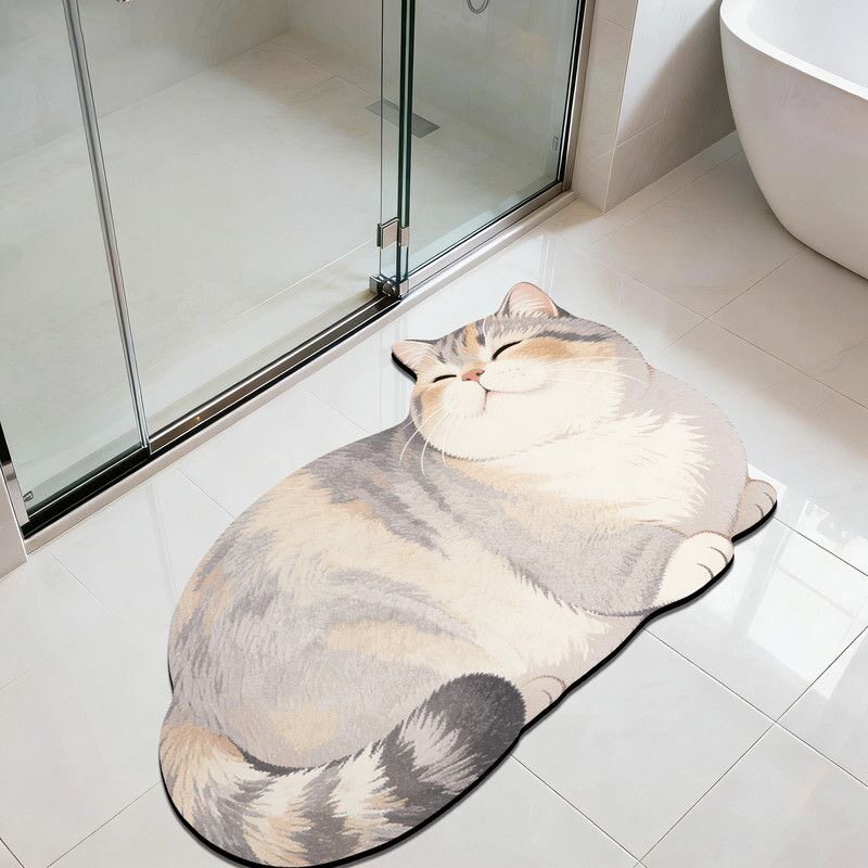 Cat-Themed Plush Bath Rug Kalsten