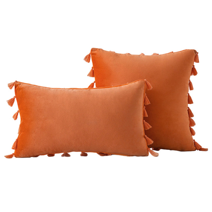 Velvet Tassel-Trim Square and Lumbar Decorative Pillow Set