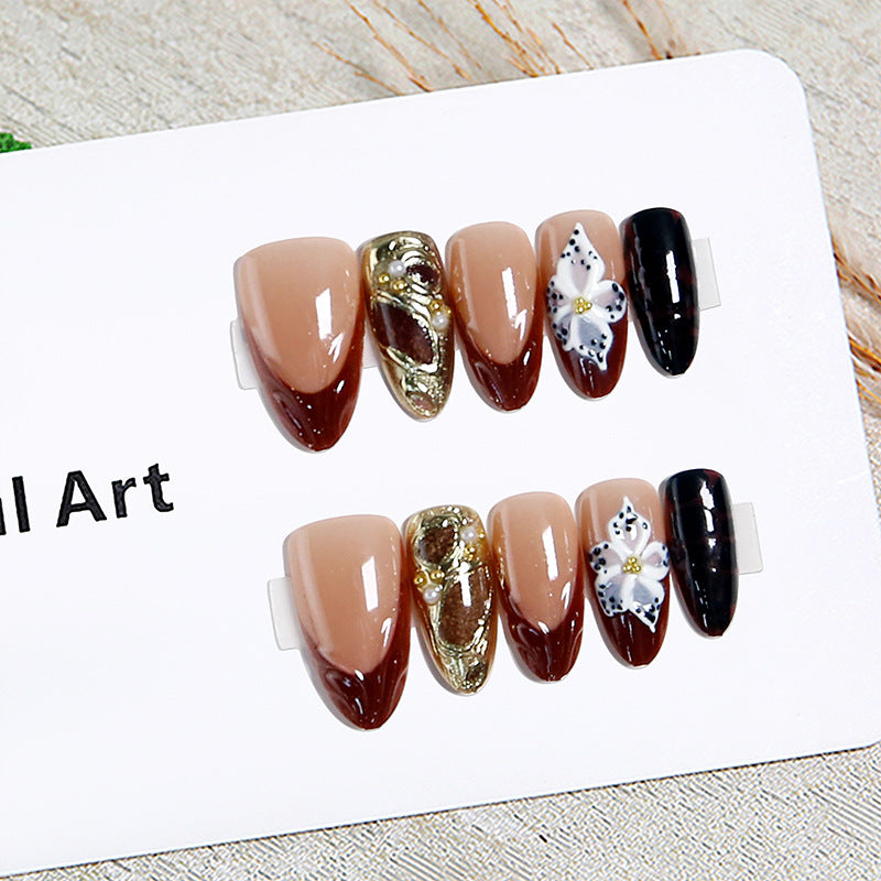 Exquisite artificial nails with 3D flower decoration Kalsten