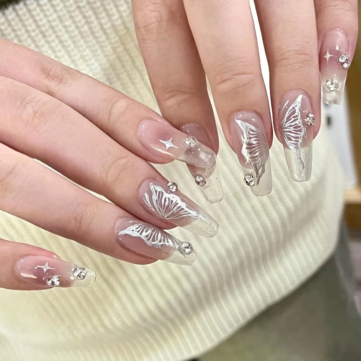 Artistic Nail Extensions with Elegant Floral Design Kalsten