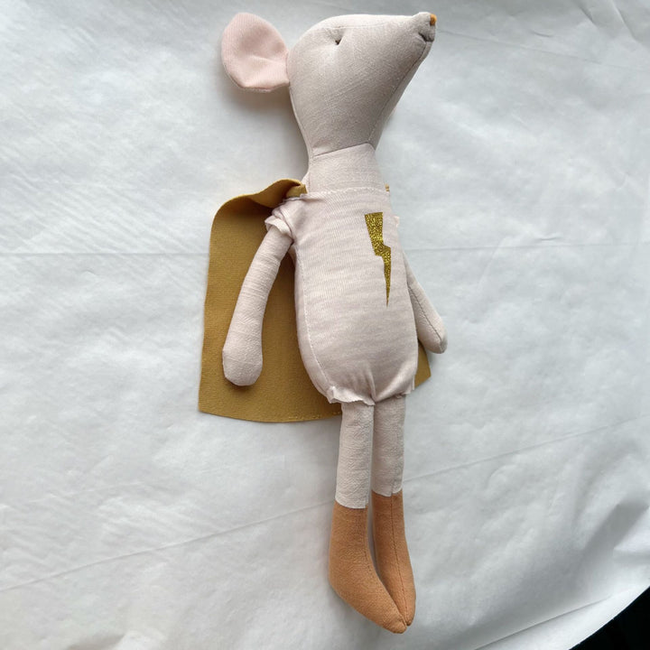 Handcrafted Linen Goose Plush Toy with Embroidered Daisy Motif and Gingham Bow