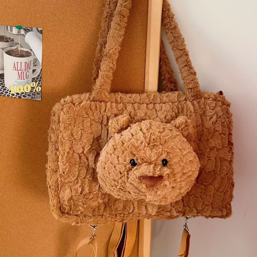 Cute Animal-Themed Plush Tote Bag