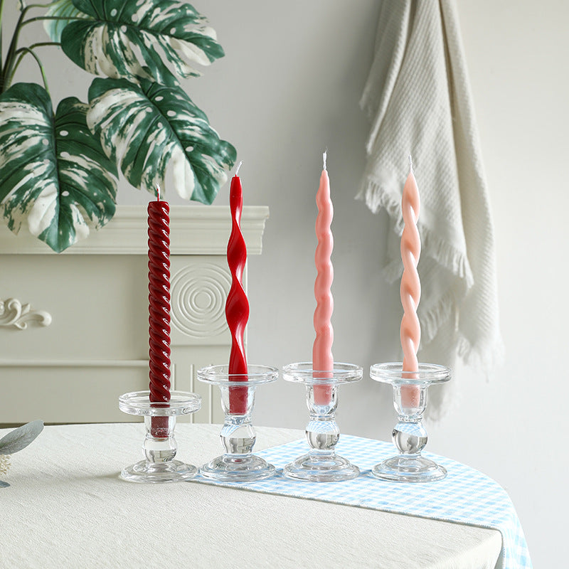 Sculptural Ribbon-Twist Taper Candle Set