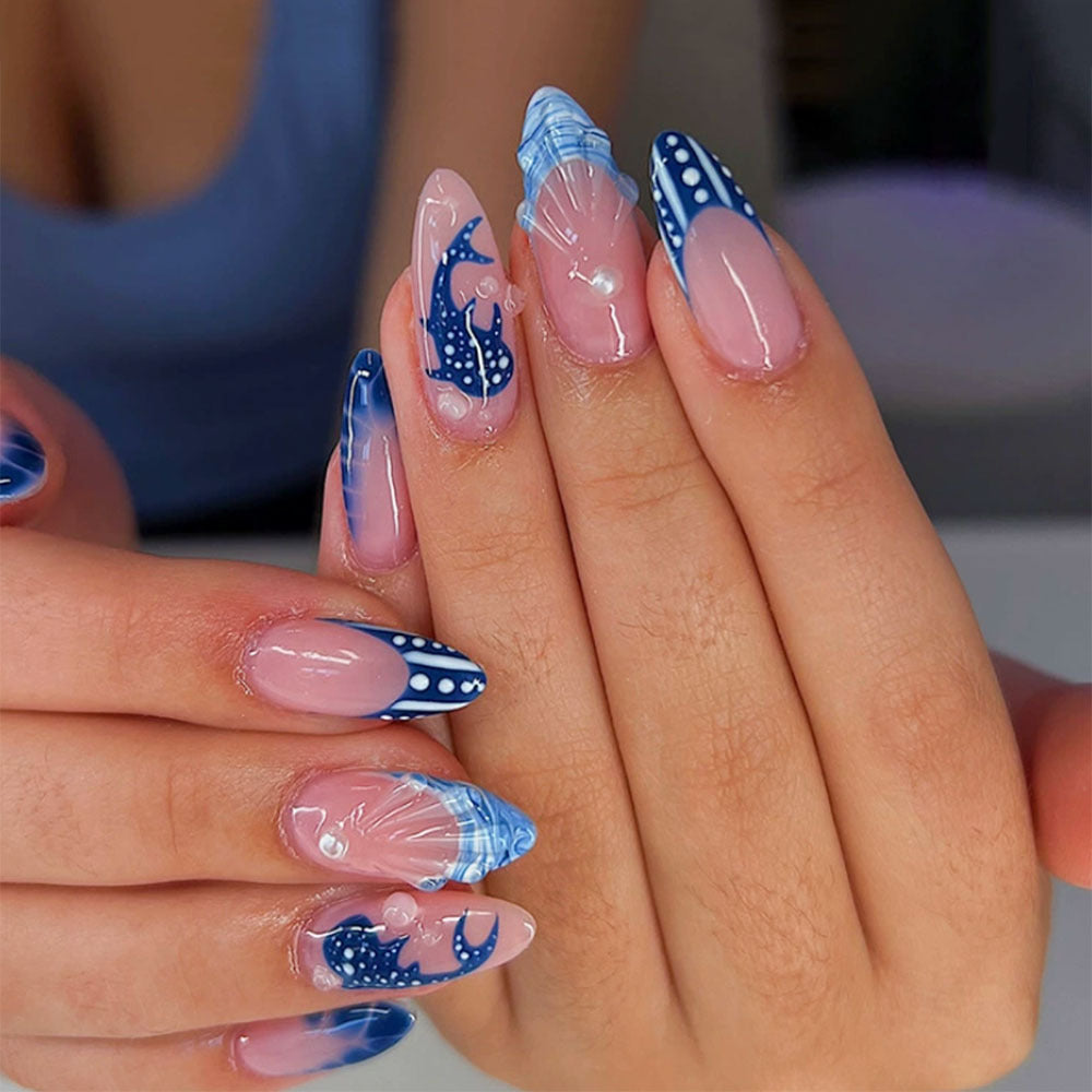 Ocean-Inspired Artistic Press-On Nails