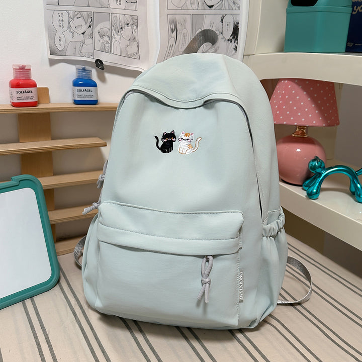 Embroidered Cat-Themed Casual Backpack Kalsten