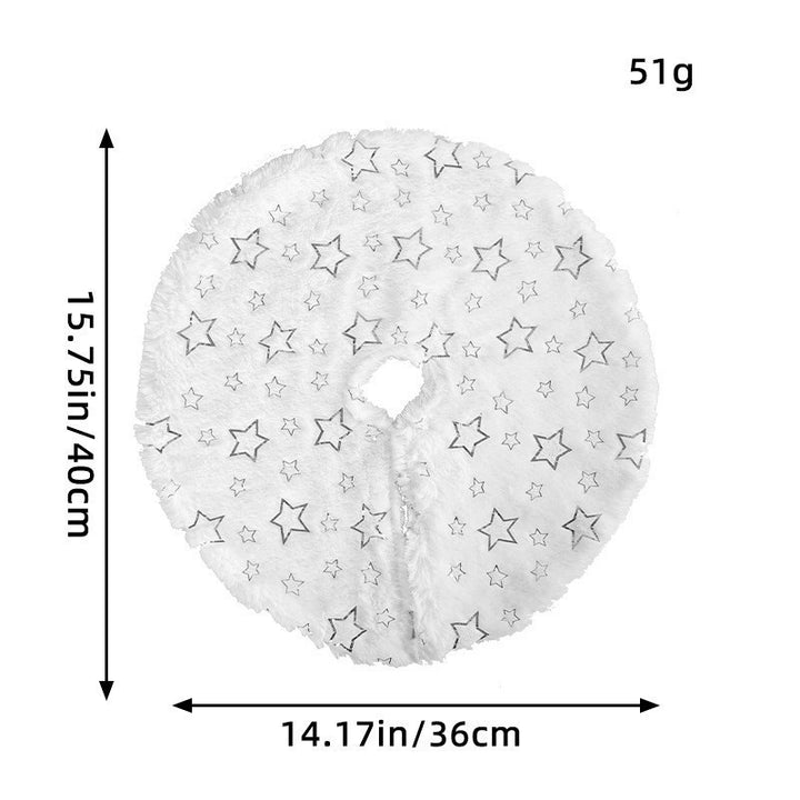 Plush Round Faux Fur Christmas Tree Skirt With Gold Star Print And Center Slit Closure