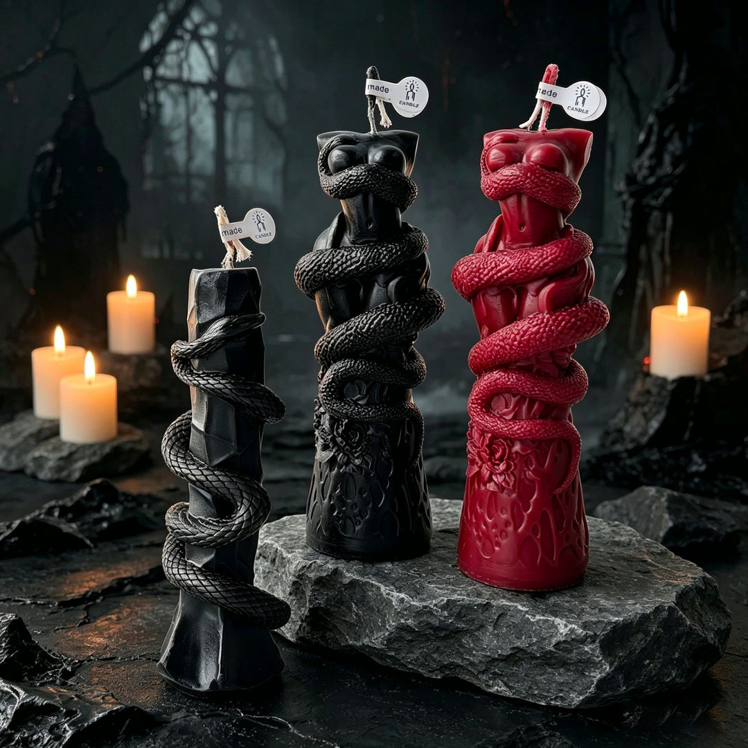 Artistic Snake-Designed Candle