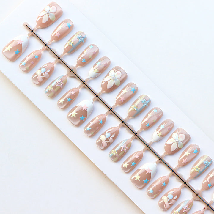 Starry Floral Nail Art