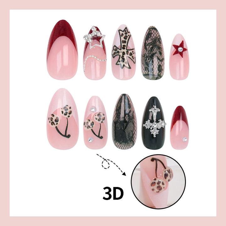 Acrylic nail set with glamorous designs and high-quality embellishments Kalsten