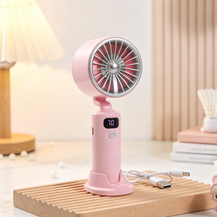 Women portable USB table fan with digital speed display Kalsten