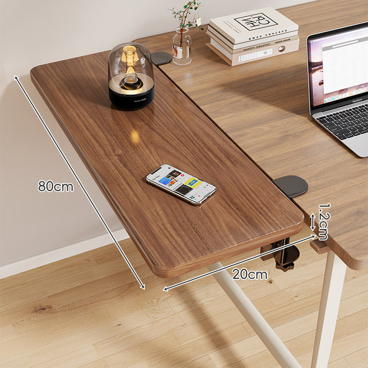 Clamp-On Adjustable Wooden Desk Side Shelf Extension with Foldable Bracket