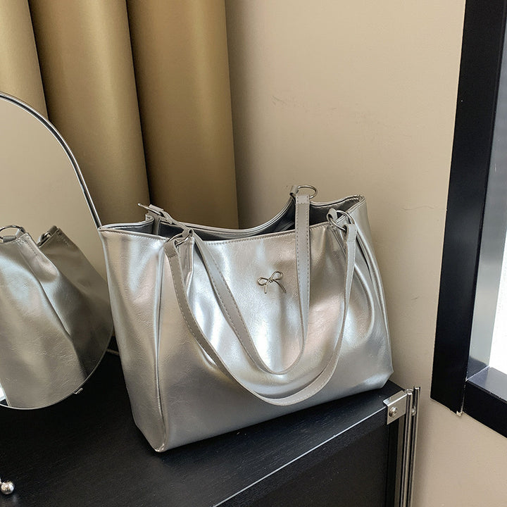 Glossy Vegan Leather Tote Bag