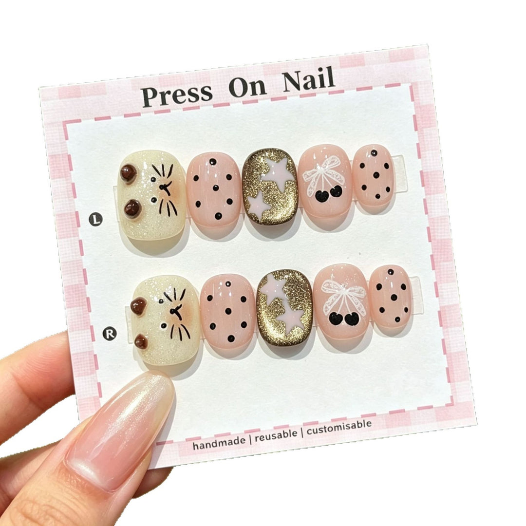 Creative Cat-Themed Press-On Nail Set