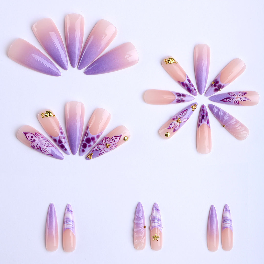 Stylish artificial nails with floral and geometric elements Kalsten