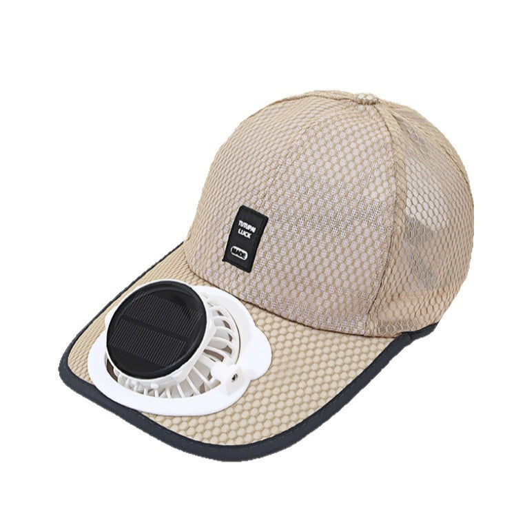 Ventilated baseball cap with integrated solar fan in the visor and breathable mesh Kalsten