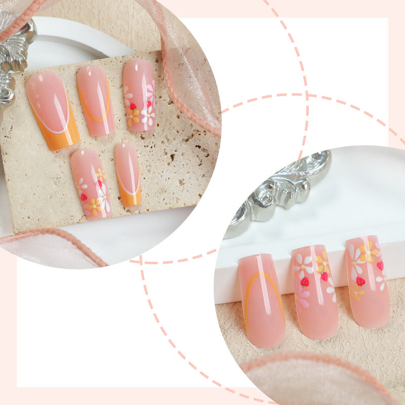 Floral Design Press-On Nail Set with Elegant Details Kalsten