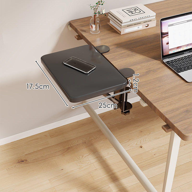 Clamp-On Adjustable Wooden Desk Side Shelf Extension with Foldable Bracket