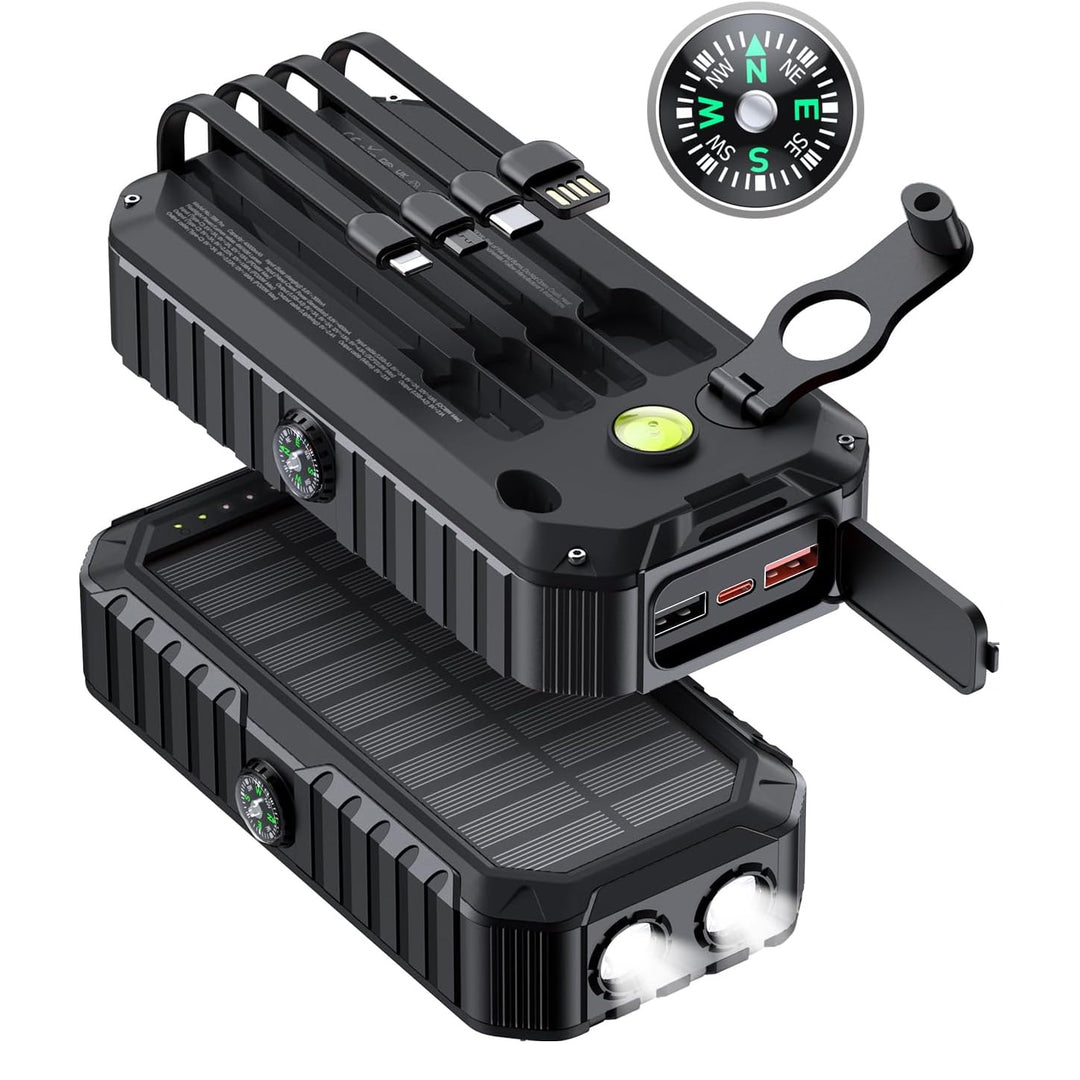 Solar Power Bank with Integrated Charging Cables and LED Flashlight Kalsten