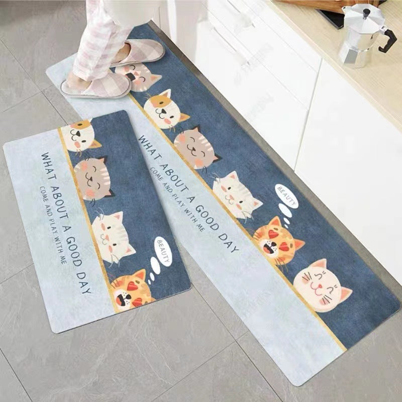 Playful Cat-Themed Kitchen Mat Set Kalsten
