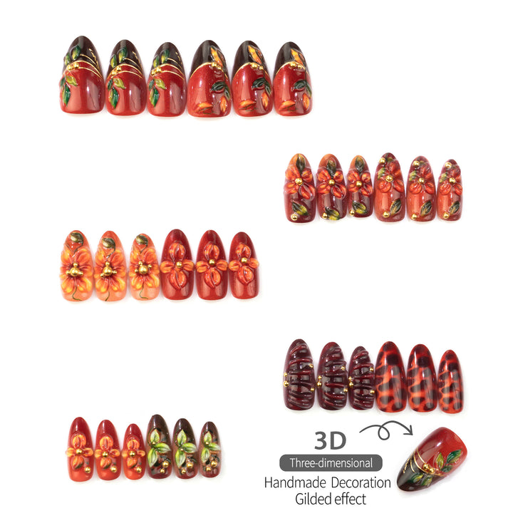 Floral-Embellished Press-On Nail Art Set