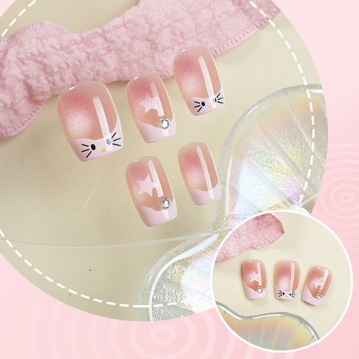 Artistic Cat-Themed Press-On Nail Set