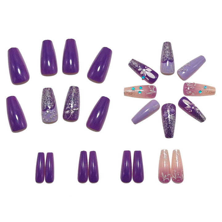 Glamorous artificial nails with floral and glittering accents Kalsten