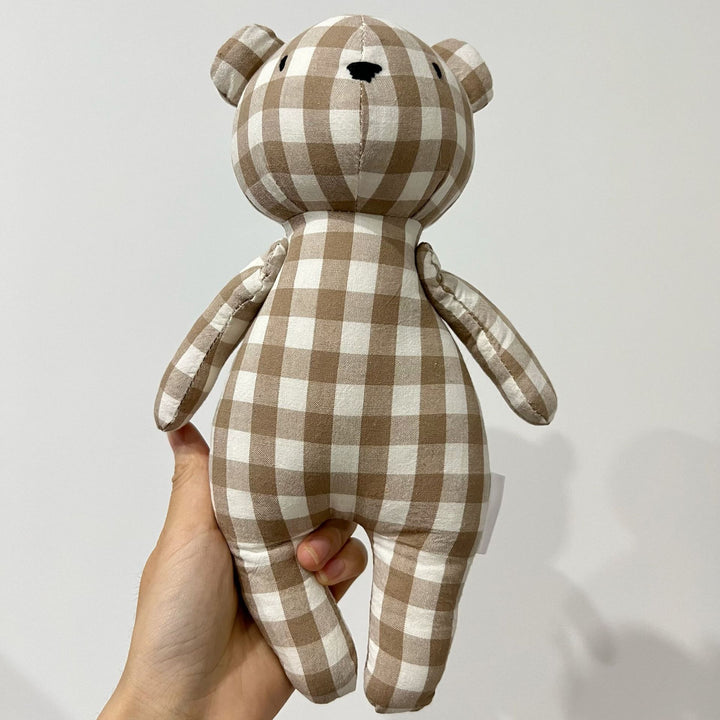 Handcrafted Gingham Linen-Style Teddy Plush Toy